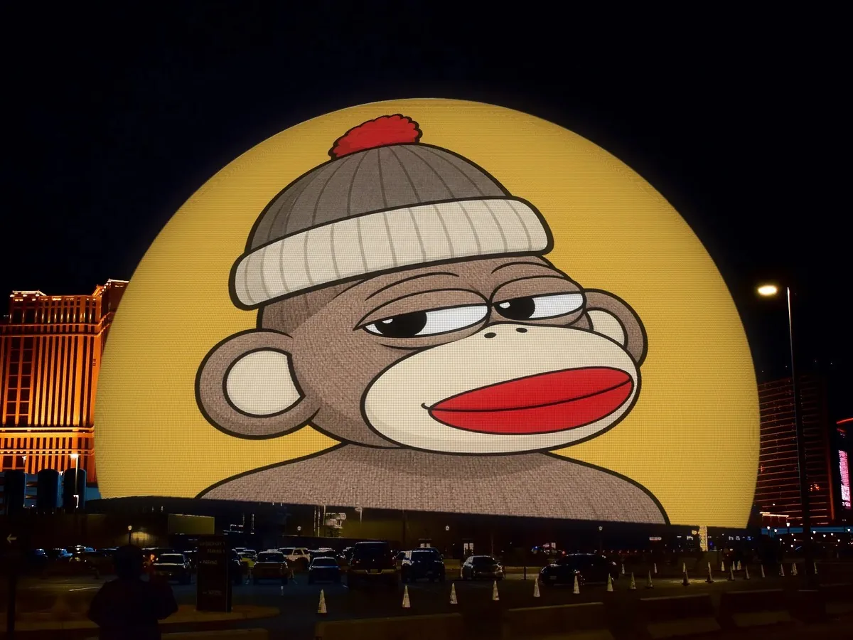 The Sphere in Las Vegas at night lit up with Luno